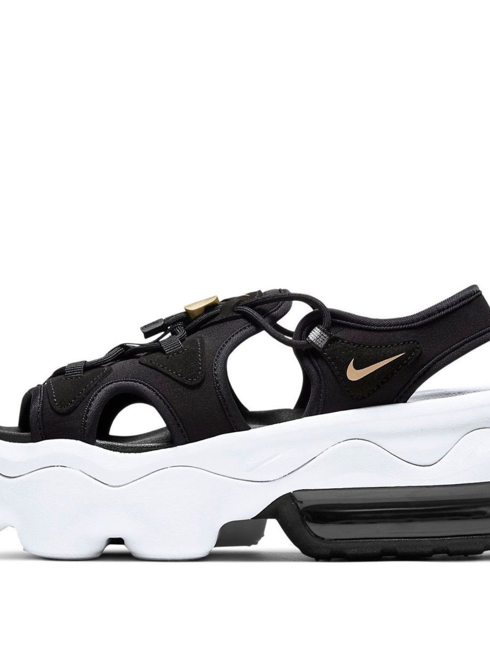 Nike Black and Gold Platform Sport Sandal — Women